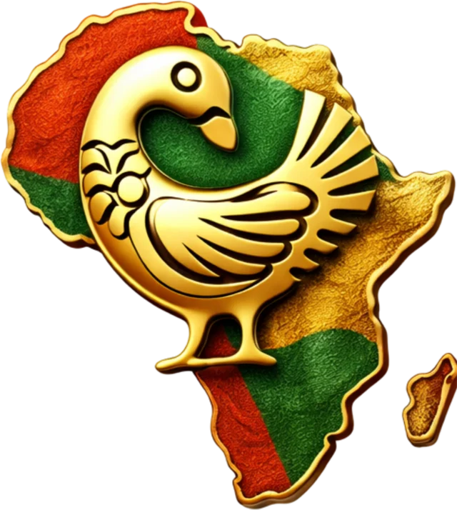 The Sankofa Pan-African Honours mark: a gold Sankofa bird on a map of Africa